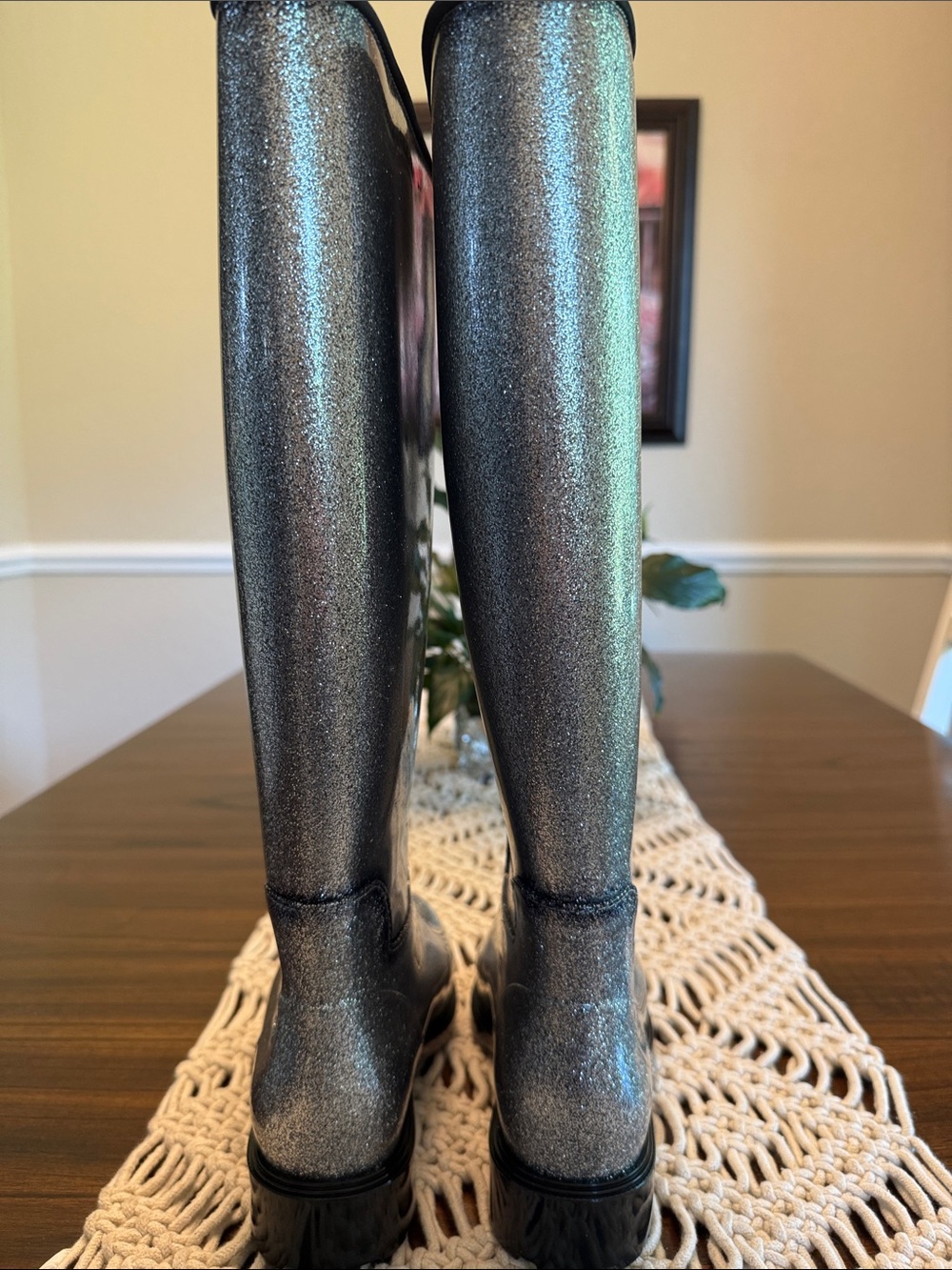 Melissa Silver Glitter Tall Rain Boots - Picture 3 of 8
